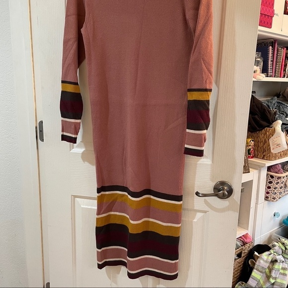 NWT Anthropologie Parvati Midi Column Sweater Dress Pink Long Sleeve Striped New - Picture 9 of 12